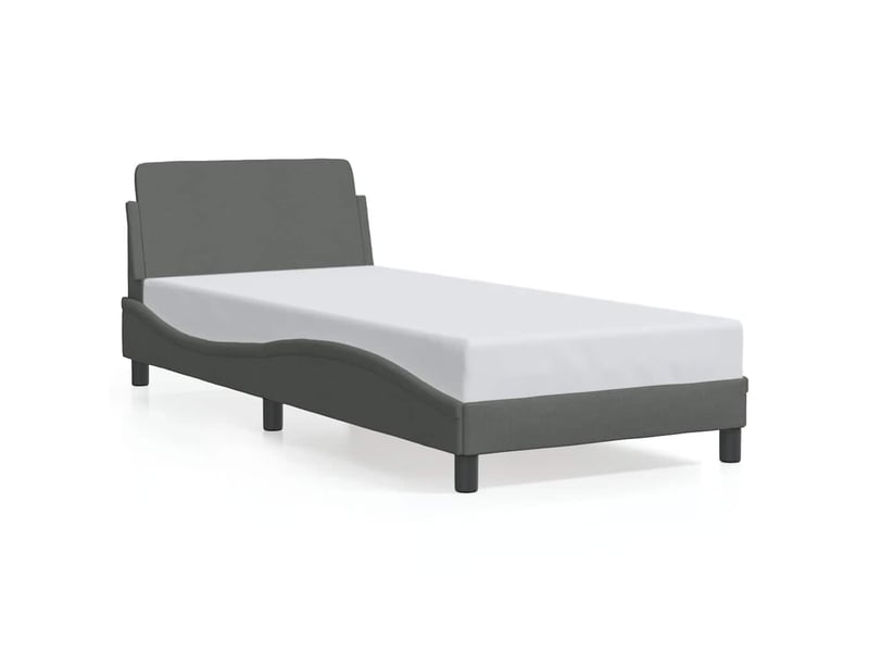  Lit simple- lit adulte -  cadre de lit dover gris foncé 80x200 cm tissu  - Conforama A