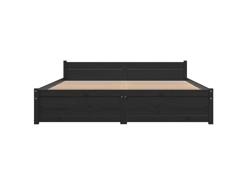  Lit double- lit adulte -  cadre de lit sans matelas noir bois massif 135x190 cm  - Conforama C