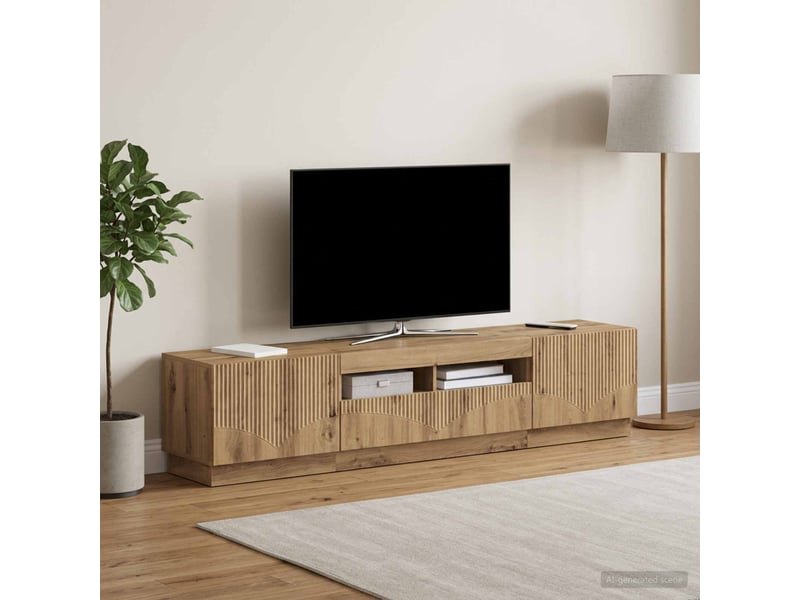 Meuble tv - banc tv - meuble de rangement led hoorn 3 pcs chêne artisanal bois d'ingénierie - Conforama C