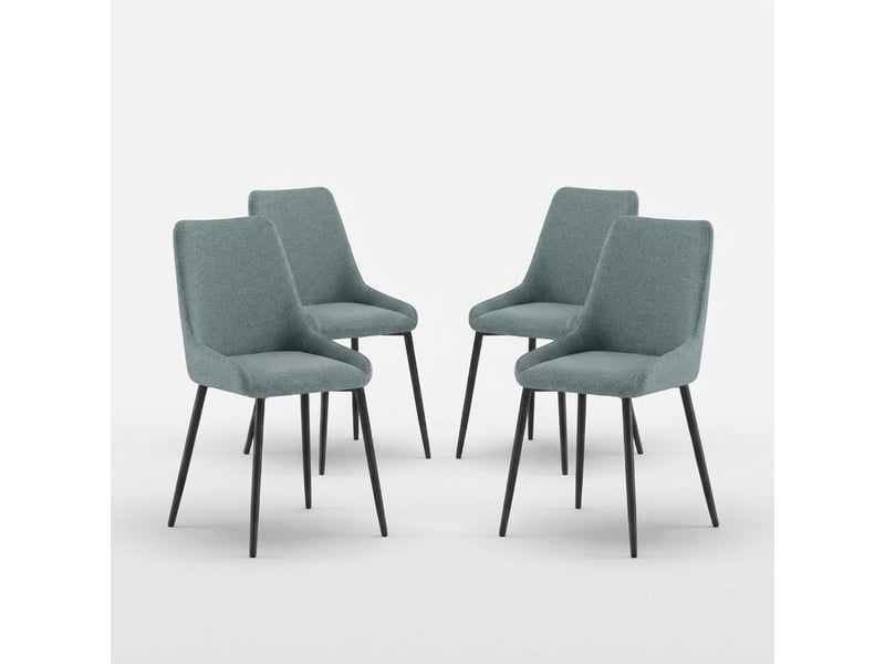  Lot de 4 chaises rembourrées en microfibre avec pieds en métal artemis - turquoise  - Conforama A