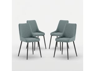 Lot de 4 chaises rembourrées en microfibre avec pieds en métal artemis - turquoise