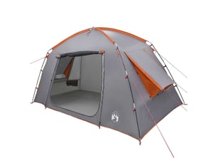 Tente de camping, tente cabane 4 personne gris et orange polyester
