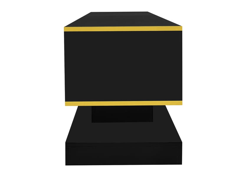  Meuble tv 180x38x45 cm laqué brillant led rgb, 3 tiroirs, niche, design moderne  - Conforama E