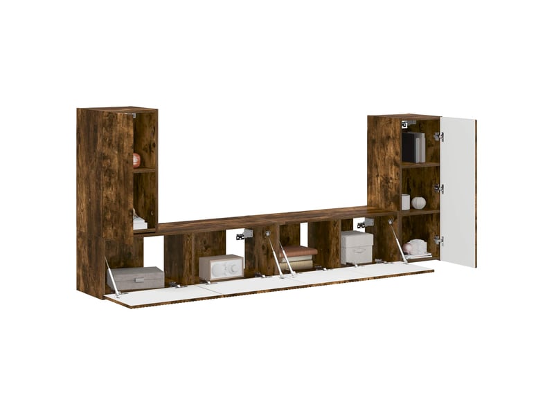  Ensemble meuble tv - banc tv - meuble de rangement 4 pcs chêne fumé bois d'ingénierie  - Conforama C