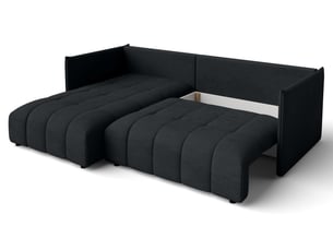 Canapé d'angle réversible convertible <strong>AX LIVING </strong> <strong>Gaziante</strong> 4 places Velours noir avec coffre de rangement