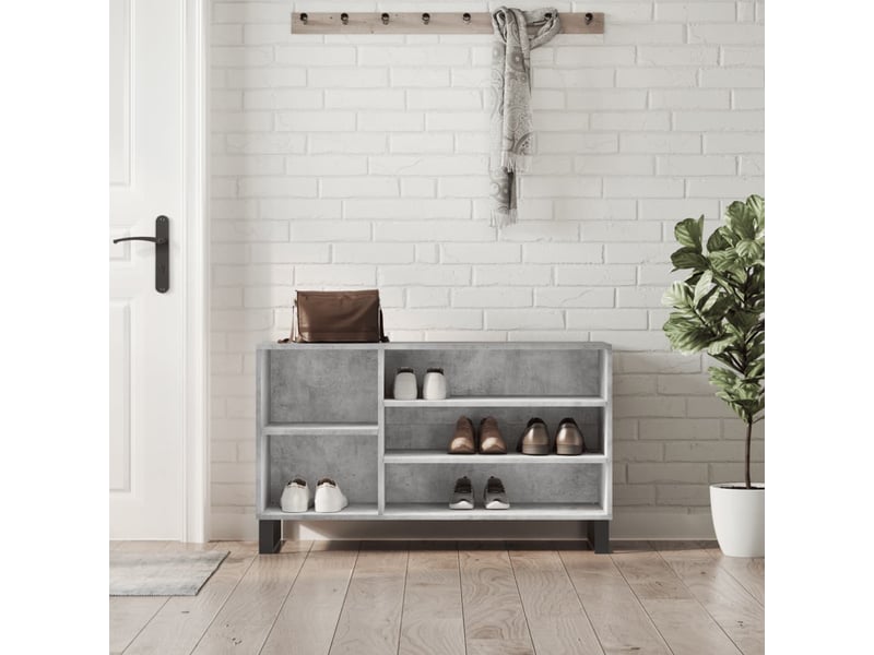  Meuble à chaussure, armoire à chaussures gris béton 102x36x60 cm bois d'ingénierie shl2630  - Conforama B