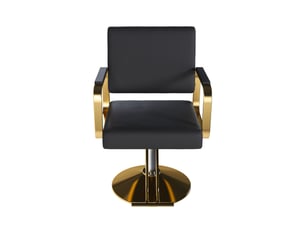 Fauteuil de coiffure hydraulique 360°, similicuir imperméable, base dorée, 1 pièce