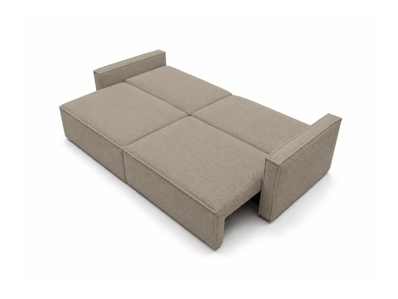 Farah - canapé droit 3 places convertible accoudoirs slim en tissu bouclettes texturées - Conforama C