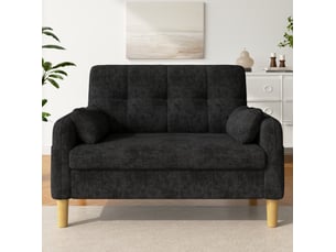 Canapé droit 2 places avec coussins amovibles, poche latérale et assise rembourrée en chenille gris, 119 × 78 × 85 cm