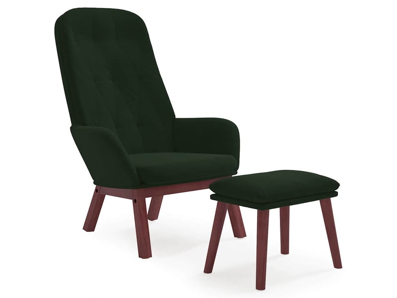  Vidaxl chaise de relaxation avec repose-pied vert foncé velours  - Conforama D