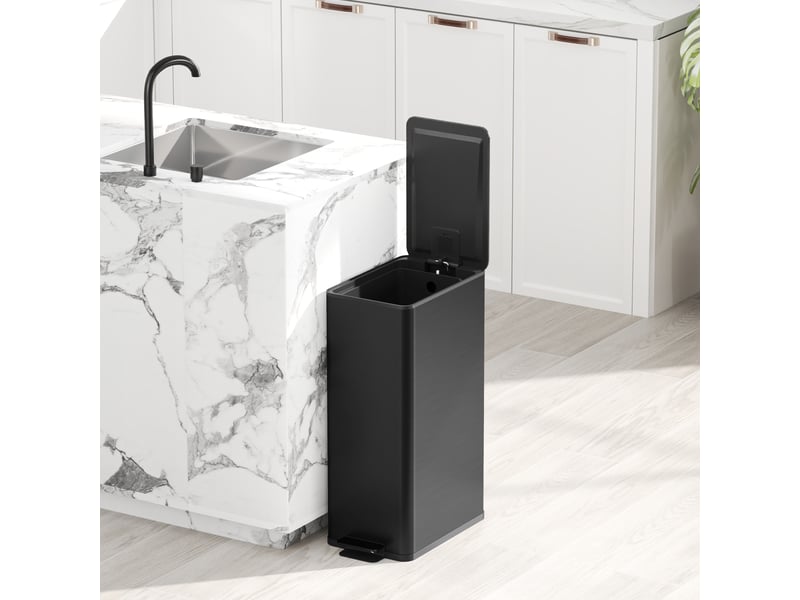  Poubelle de cuisine 20l - poubelle à pédale compartiment seau amovible - acier inox. Noir  - Conforama D