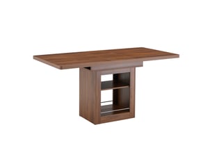 Table à manger extensible led avec rangements, table salle à manger 4-8 personnes, mdf, noyer