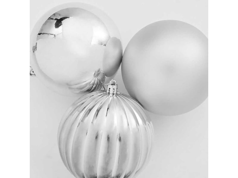  Ensemble de boules de noël xxl 4 pcs argenté ø 20 cm plastique  - Conforama D