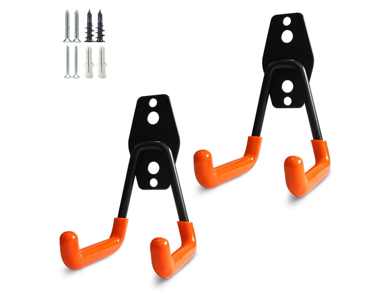 Crochets robustes pour garage, utilitaires de rangement, organiseur de pour outils de jardin, muraux en acier, orange - réf. Szpb844744jjzj  - Conforama A