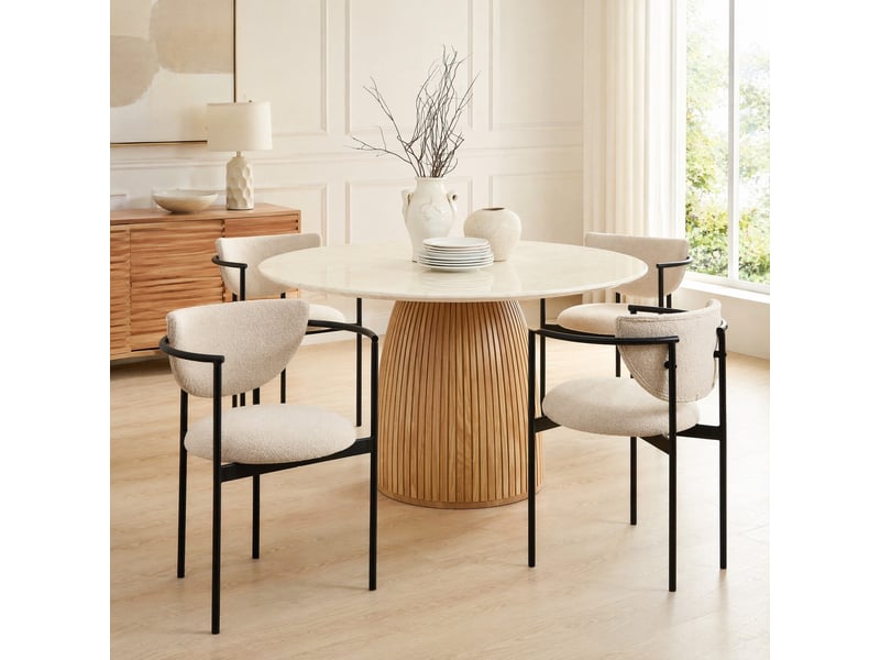  Lot de 2 chaises de salle à manger scandinaves khaki en tissu et métal  - Conforama C
