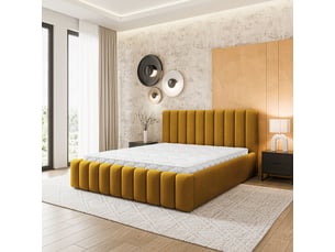 Lit coffre 120x200cm <strong>MASSENO</strong> <strong></strong> coloris jaune