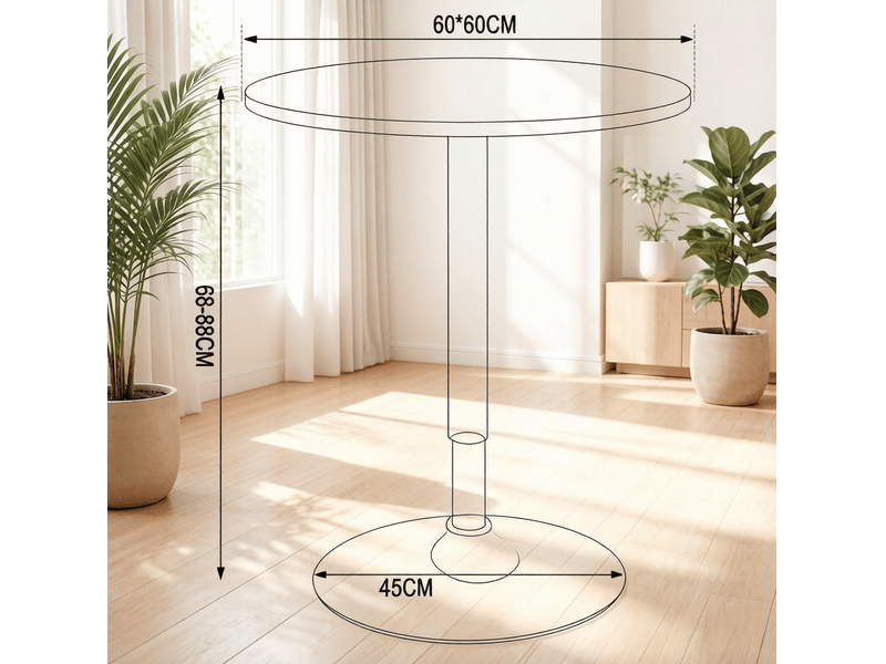 Table de bar ronde d60 cm en mdf et métal réglable en hauteur blanche chicfurn - Conforama C