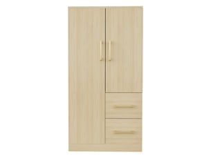 Armoire enfant à 2 portes avec penderie et 2 tiroirs inférieurs pour lit mezzanine, 70 × 40 × 135 cm, effet bois naturel