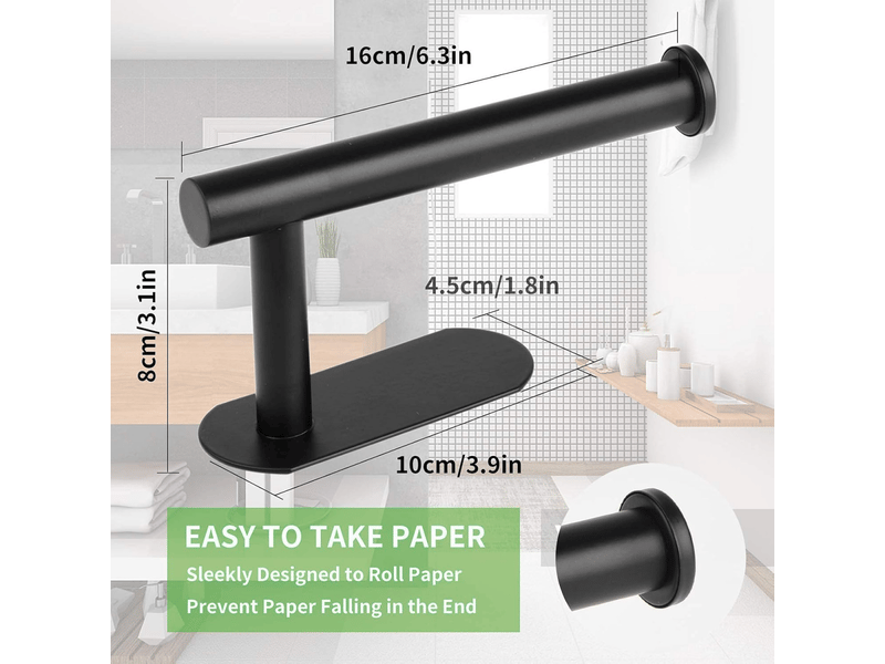  Porte-papier toilette en acier inoxydable, sans perçage, adapté à la salle de bain et à la cuisine, noir  - Conforama D