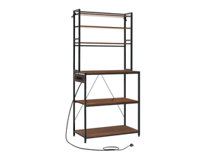 Station café moderne avec prises, étagère cuisine chêne clair, meuble rangement 167 cm