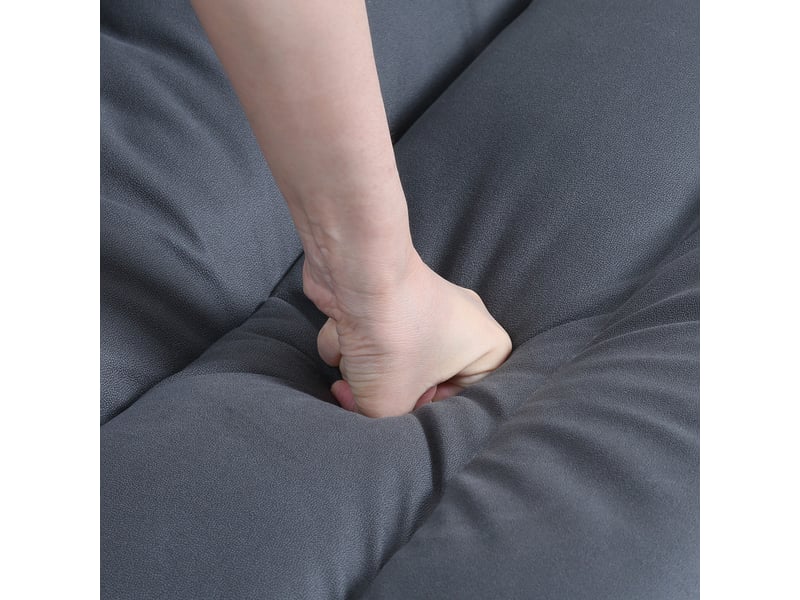 Fauteuil de sol inclinable gris foncé, pivotant à 360 degrés, dossier 5 positions, rembourré pour salon et coin lecture - Conforama D