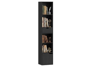 Bibliothèque à 6 étagères avec tiroir et étagère réglable, meuble de rangement autoportant, 30 x 24 x 158 cm, noir