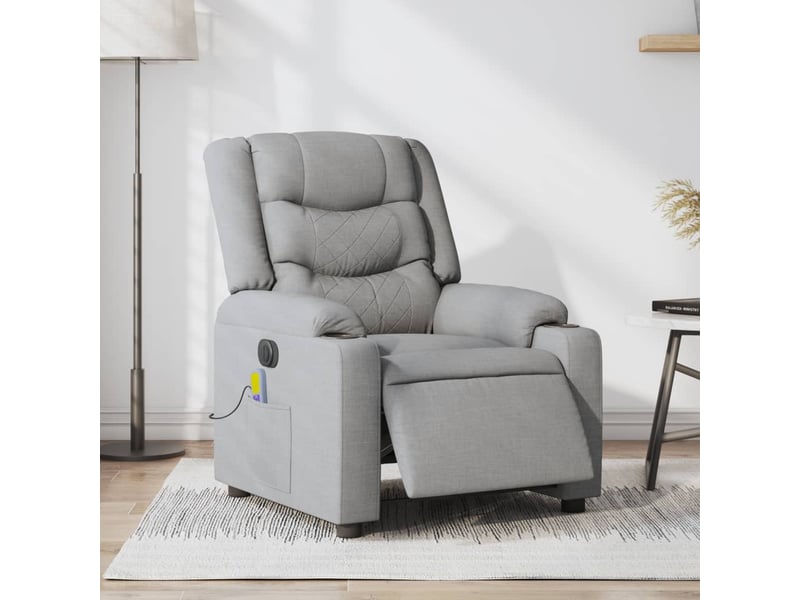 Fauteuil de massage inclinable électrique gris clair tissu shl53648 - Conforama B