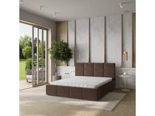 Lit coffre 200x200 cm <strong>MASSENO</strong> <strong></strong> coloris marron