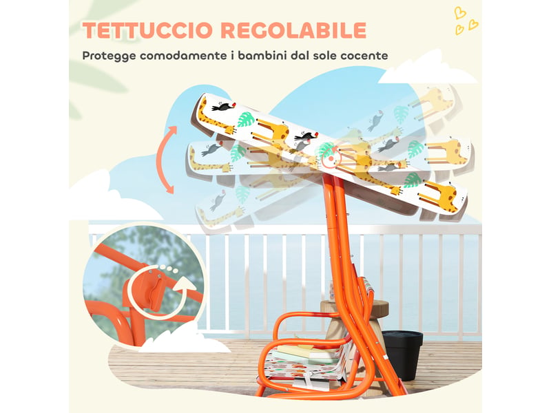  Balançoire enfant 2 places, 112 x 75 x 120 cm, orange  - Conforama E