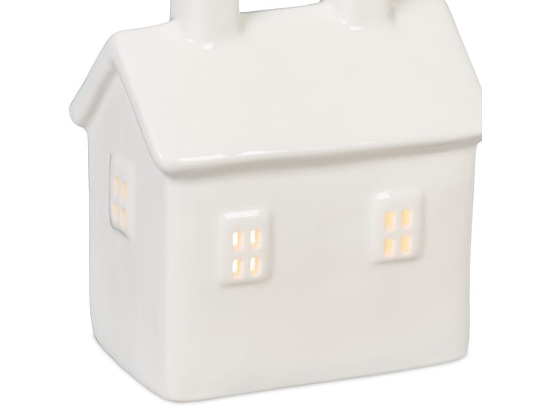  Photophore en forme de maison ambiance cosy déco intérieur 18 x 12 x 12 cm en porcelaine blanche 13_0015179  - Conforama C