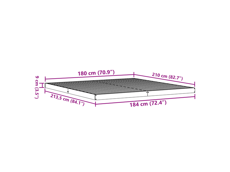 Lit adulte ; lit double ; lit au sol blanc 180x210 cm en bois de pin massif  - Conforama D