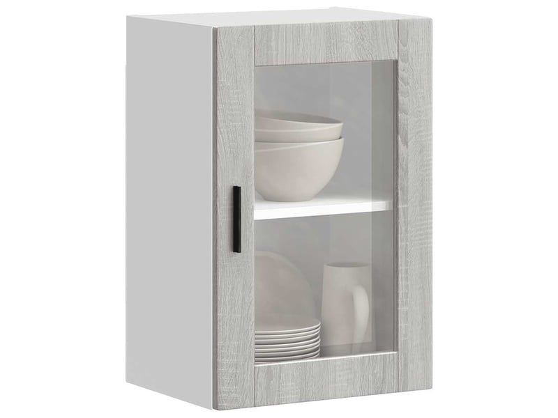  Armoire murale de cuisine avec porte en verre porto sonoma gris shl8447  - Conforama D