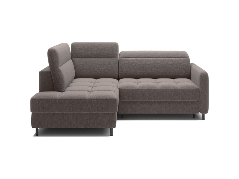 Canapé d'angle gauche convertible barnea 208 cm marron avec rangement - Conforama A