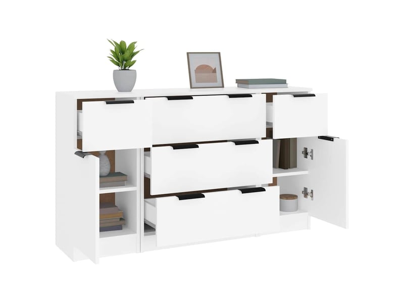  Buffets 3 pcs - bahut - meuble de rangement blanc bois d'ingénierie  - Conforama D
