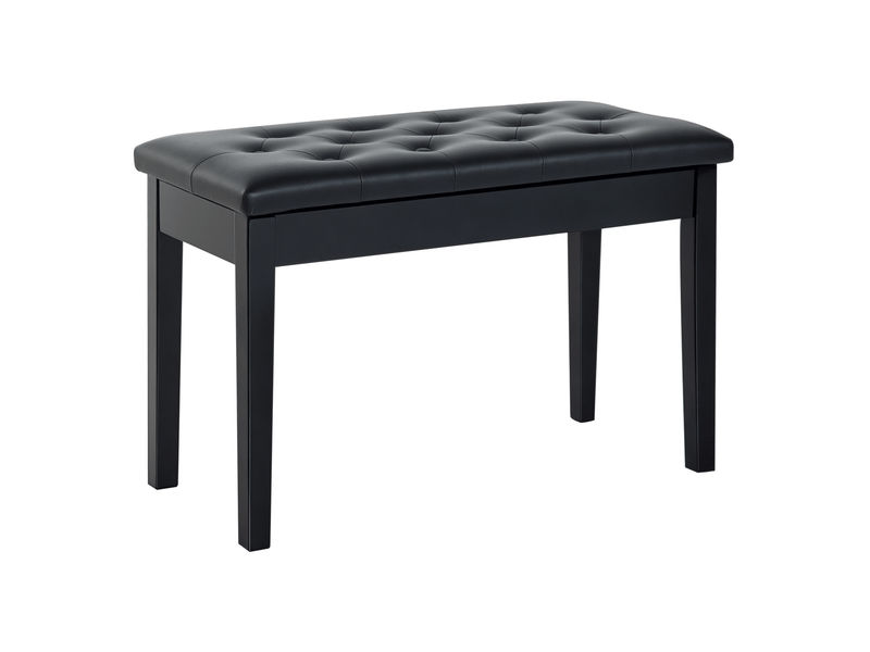  Tabouret de piano avec coffre intégré coussin similicuir bois massif 76x36x50cm noir  - Conforama A