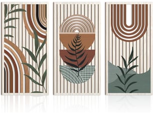 Ensemble de 3 tableaux abstraits bohèmes – décoration murale – décoration murale en bois (20 x 40 cm, environ 0,5 cm d'épaisseur)