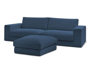 Canapé droit fixe BOBOCHIC LEONARD 4 places Velours bleu