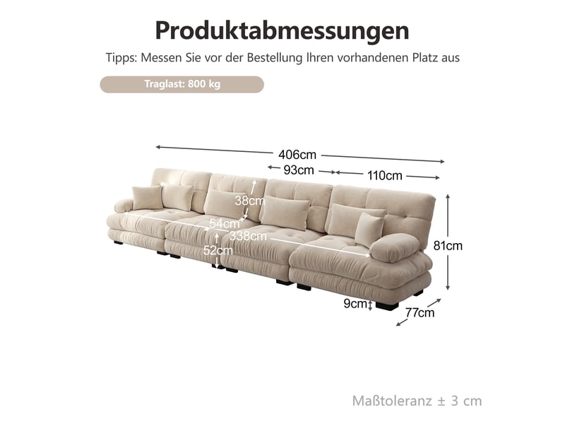 Canapé d'angle modulaire 4 places en chenille, assise profonde et coussins moelleux pour salon, appartement ou bureau - Conforama B