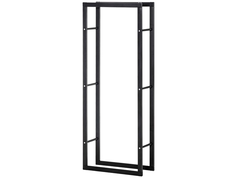  Porte-bûches métal noir, capacité 100 kg, 60 x 25 x 150 cm, intérieur et extérieur  - Conforama B