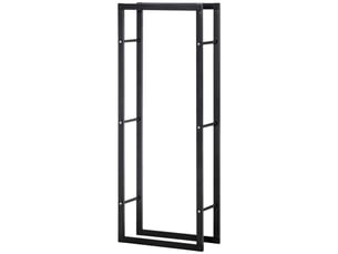 Porte-bûches métal noir, capacité 100 kg, 60 x 25 x 150 cm, intérieur et extérieur