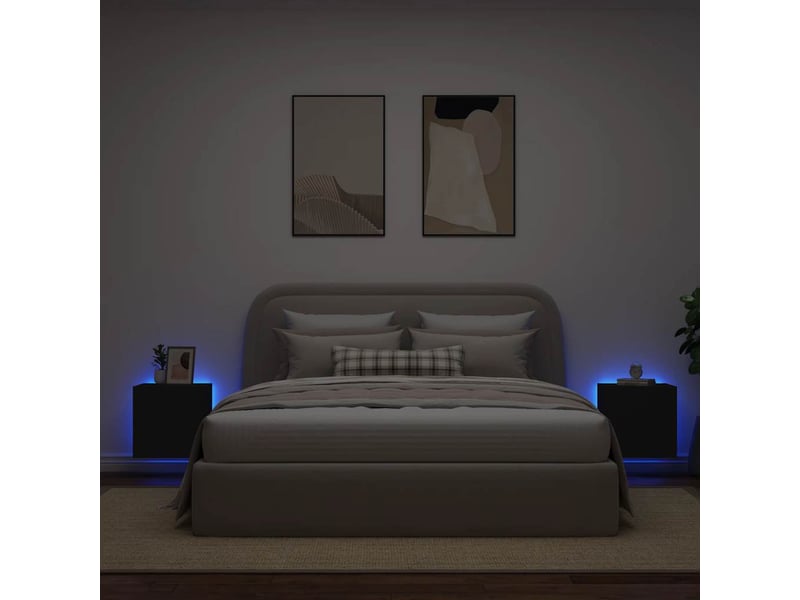  Meubles tv - banc tv - meuble de rangement muraux avec lumières led 2 pcs noir 40,5x35x40 cm  - Conforama C