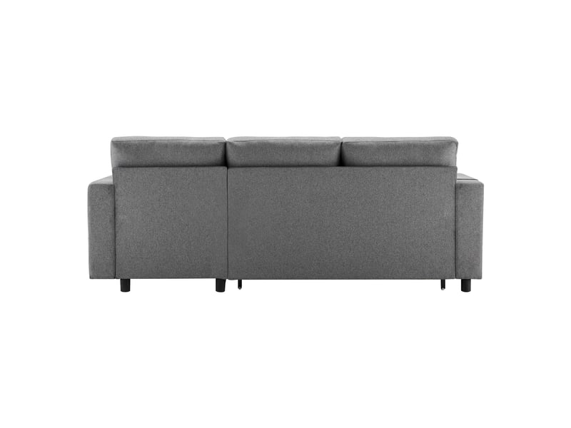 Canapé d'angle convertible 3-4 places en tissu aspect lin gris foncé avec coffre et méridienne réversible - Conforama E