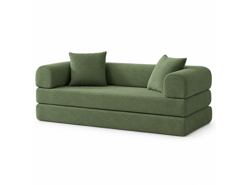  Canapé droit convertible 2 places 195 cm vert, velours, mousse haute densité, sans montage Fay Lum - Conforama A