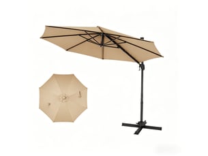 Parasol déporté octogonal 3x3m, parasols de jardin extérieur, anti uv & résistant au vent, parasol à manivelle rotatif 360°, réglable en 6 positions