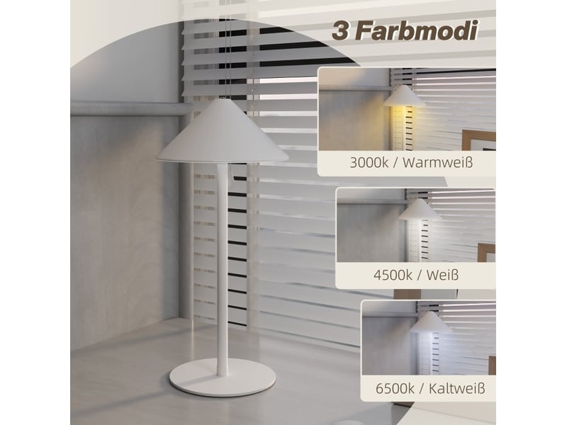  Lot de 2 lampes de table ø15 x 31,5 cm blanches en métal, rechargeables usb avec 3 couleurs de lumière  - Conforama E