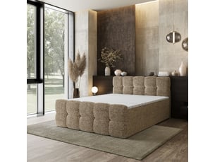 Lit avec rangement 140x200 cm <strong>MASSENO</strong>  <strong></strong> coloris beige