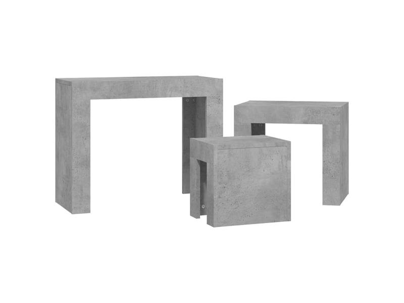  Tables basses gigognes 3 pcs | table de salon gris béton bois d'ingénierie  - Conforama E