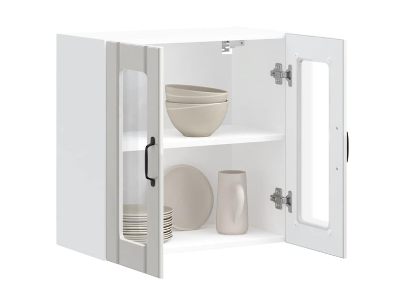 Armoire murale de cuisine avec porte vitrée bois d'ingénierie blanc brillant shl5258 - Conforama E