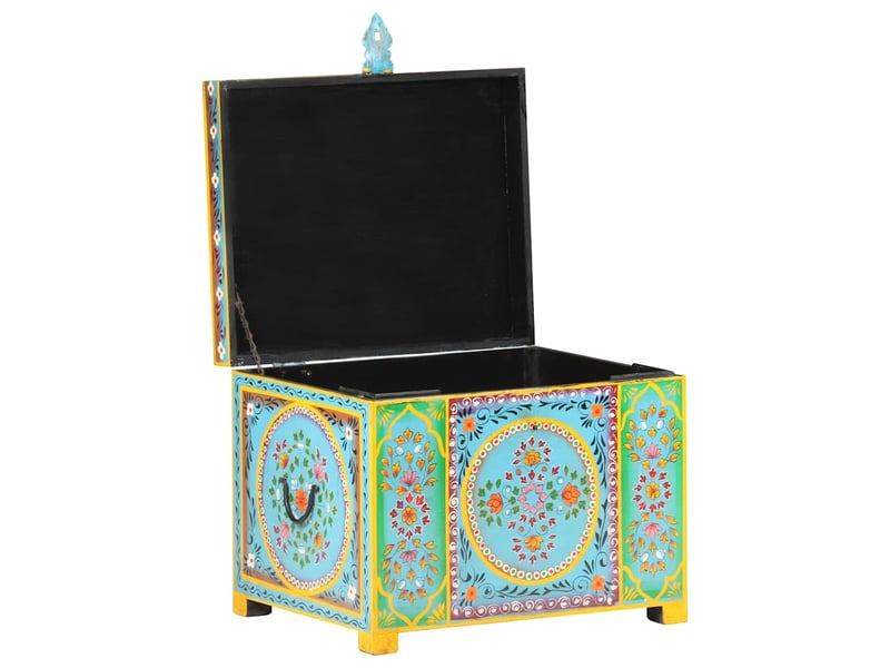  Boîte de rangement peinte à main 50x40x40 cm bois manguier massif  - Conforama A