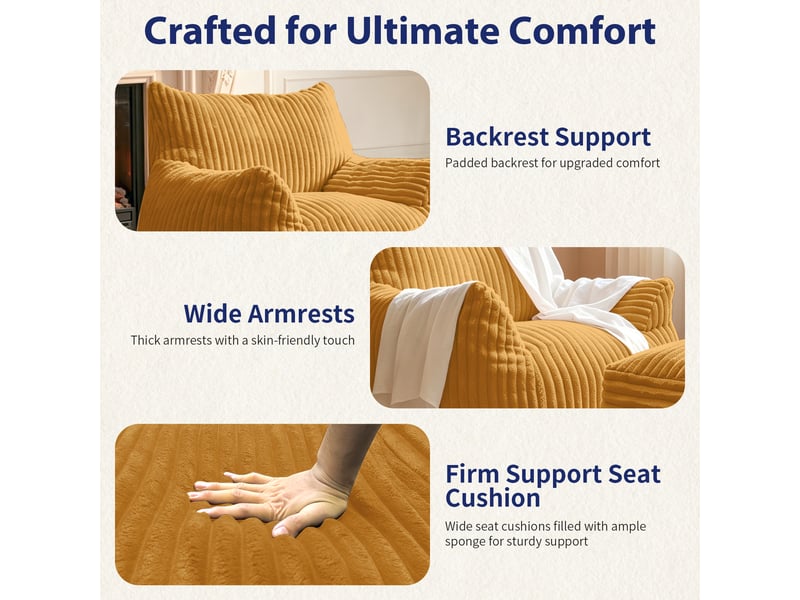  Fauteuil avec repose-pieds en flanelle jaune T3800P532909 - Conforama E
